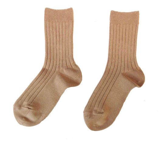 Ribbed short Socks- Camel