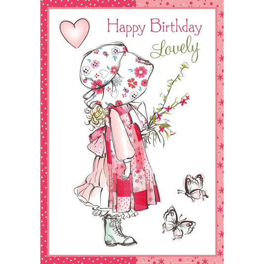 Holly Hobbie Pink Flowers Birthday Card