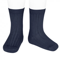 Ribbed Ankle Socks- Navy
