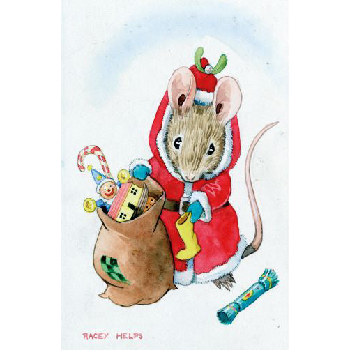 Mouse Dressed as Santa Gift Tag