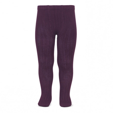 Ribbed Tights- Aubergine