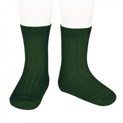 Ribbed Ankle Socks- Bottle Green