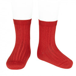 Ribbed short Socks- Red