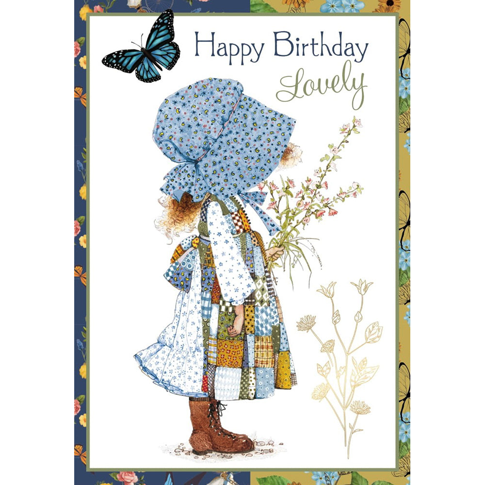 Holly Hobbie Blue Flowers Birthday Card